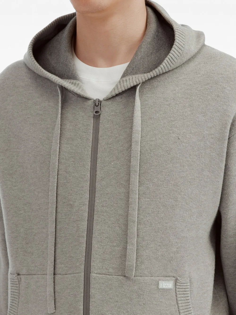 izzue Hoodie met logoprint en rits Grijs