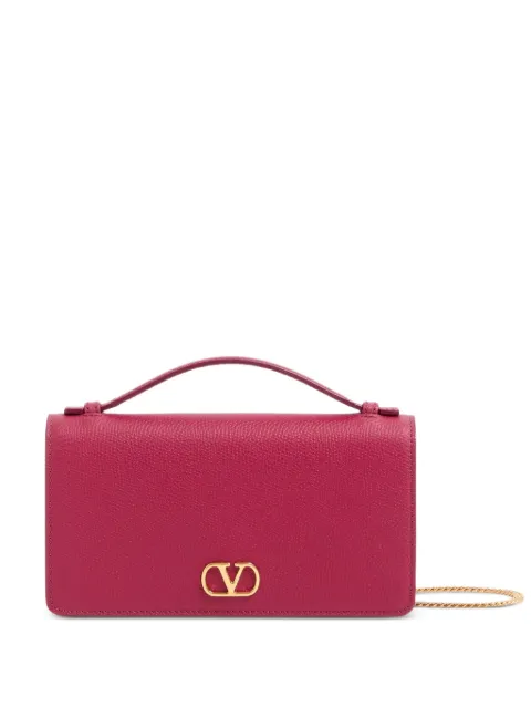 Valentino Garavani portefeuille VLogo Signature en cuir de veau grainé avec chaîne