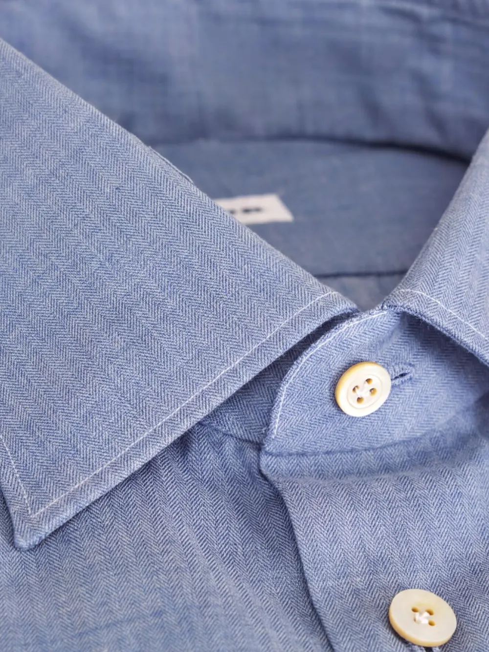 Kiton Overhemd met visgraatpatroon Blauw