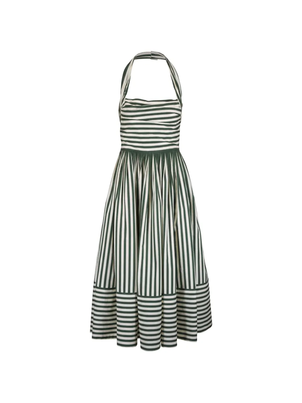 Carolina Herrera Gestreepte maxi-jurk met halternek Groen