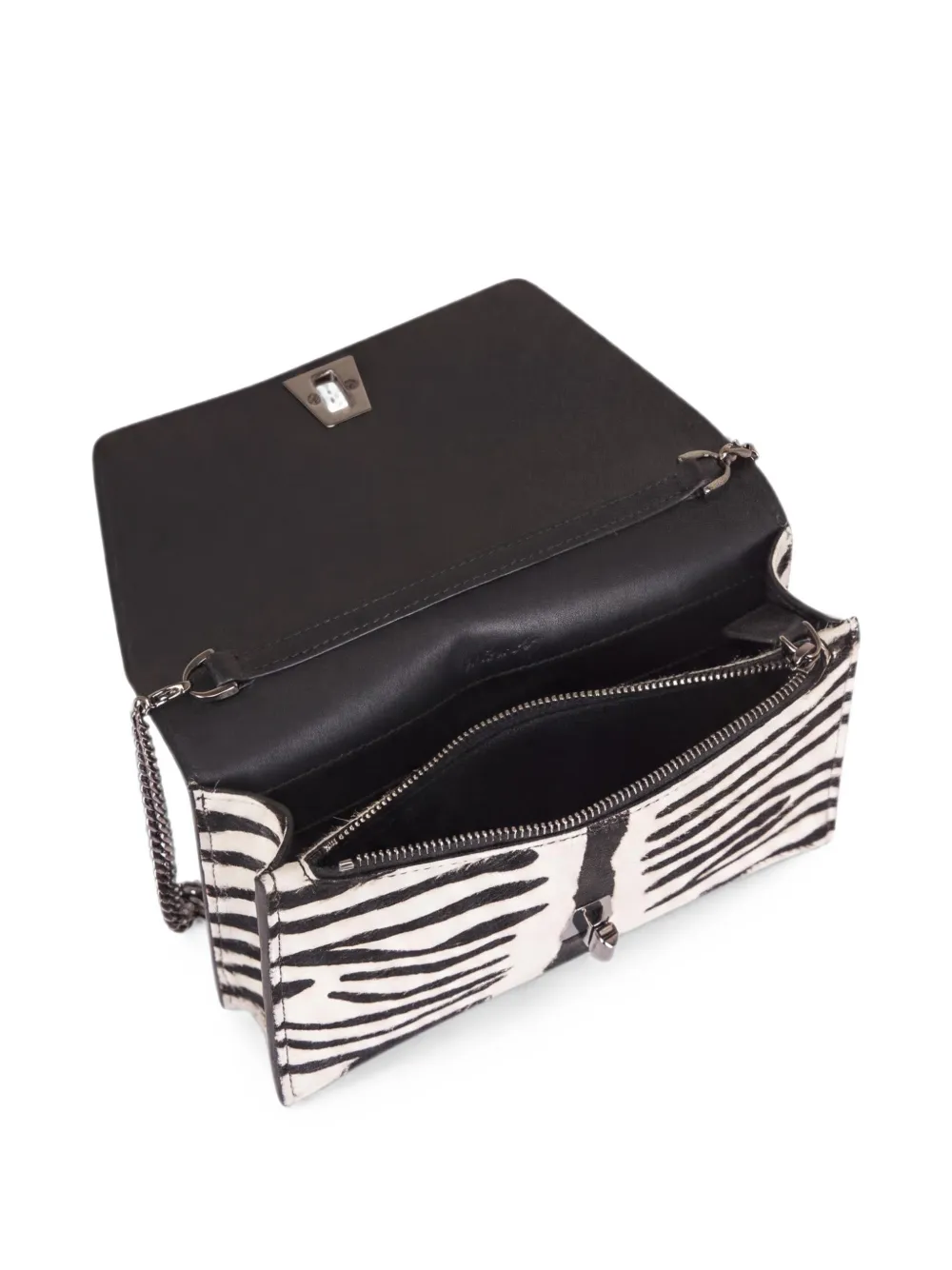 Akris Kleine Anouk leren clutch met zebraprint Zwart