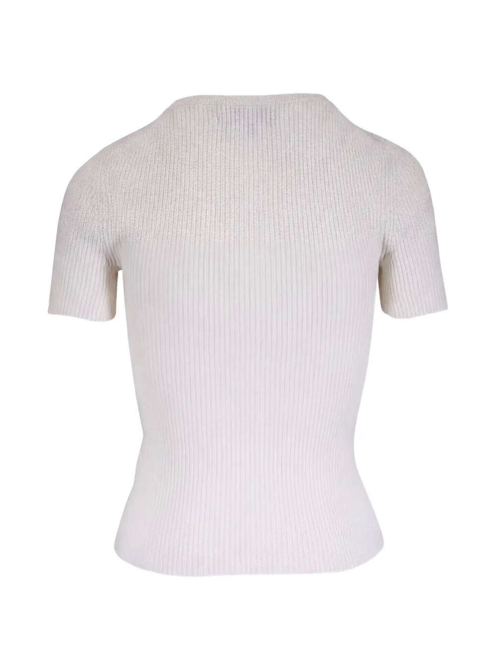 Nili Lotan Ribgebreide trui met korte mouwen Beige