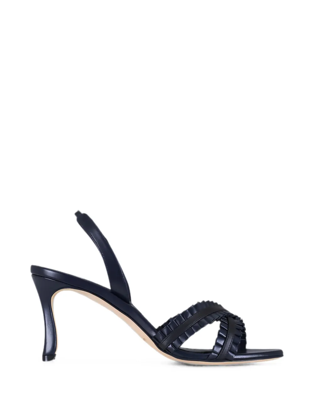Manolo Blahnik Sandalen met gekruiste bandjes en ruches Blauw