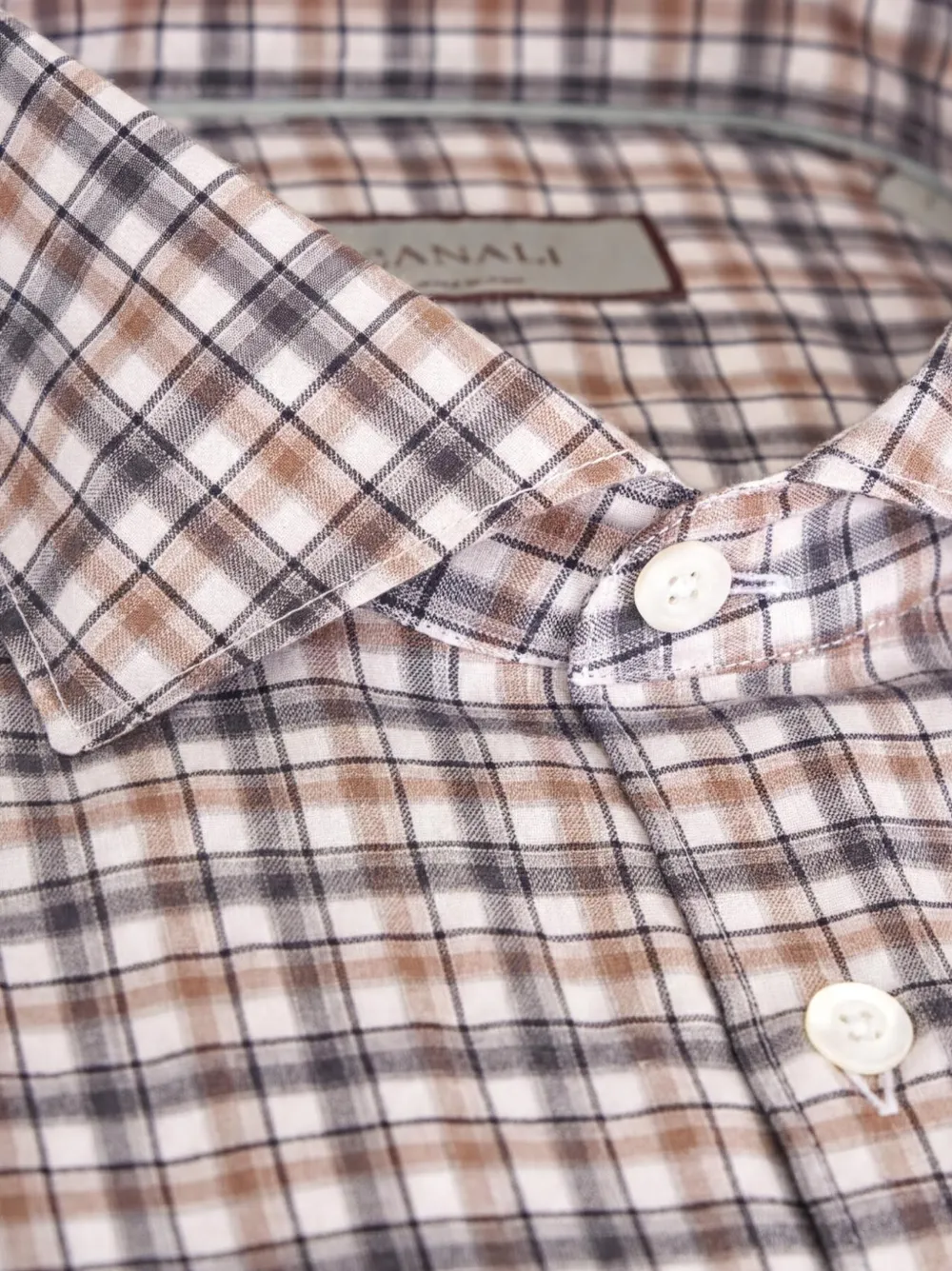 Canali Geruit overhemd Bruin