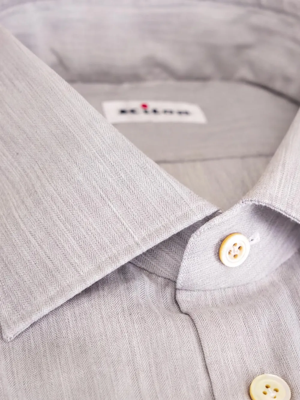 Kiton Overhemd met visgraatpatroon Grijs