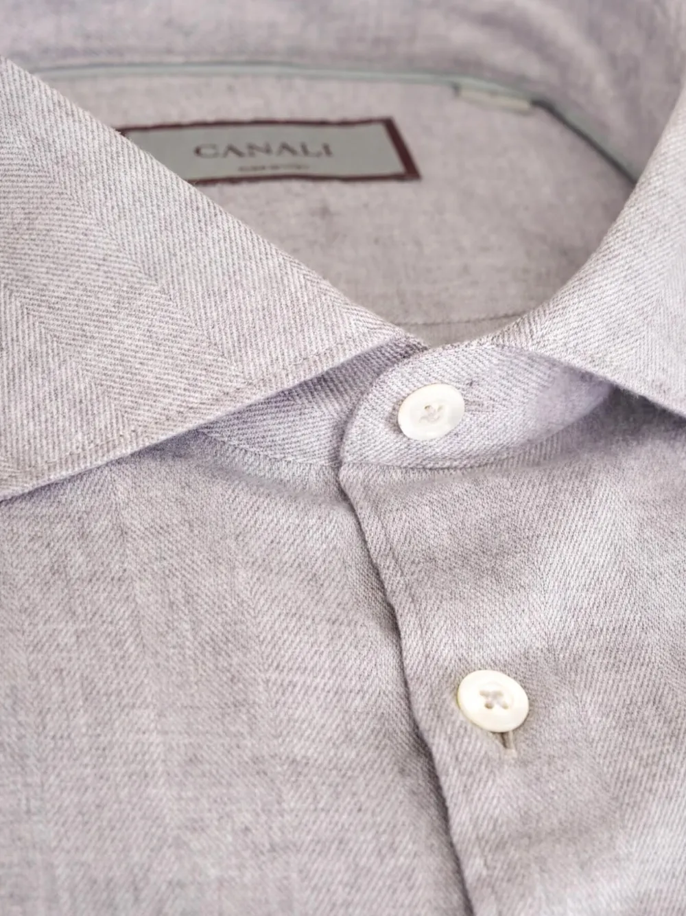 Canali Overhemd met visgraatpatroon Grijs