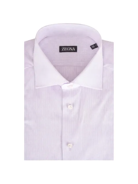 Zegna check-pattern spread-collar shirt