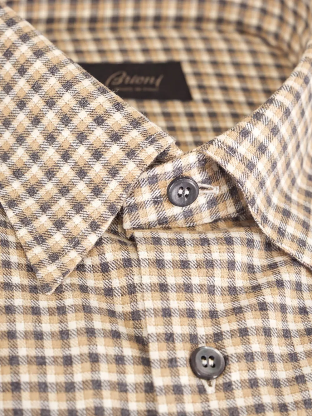 Brioni Geruit overhemd Beige