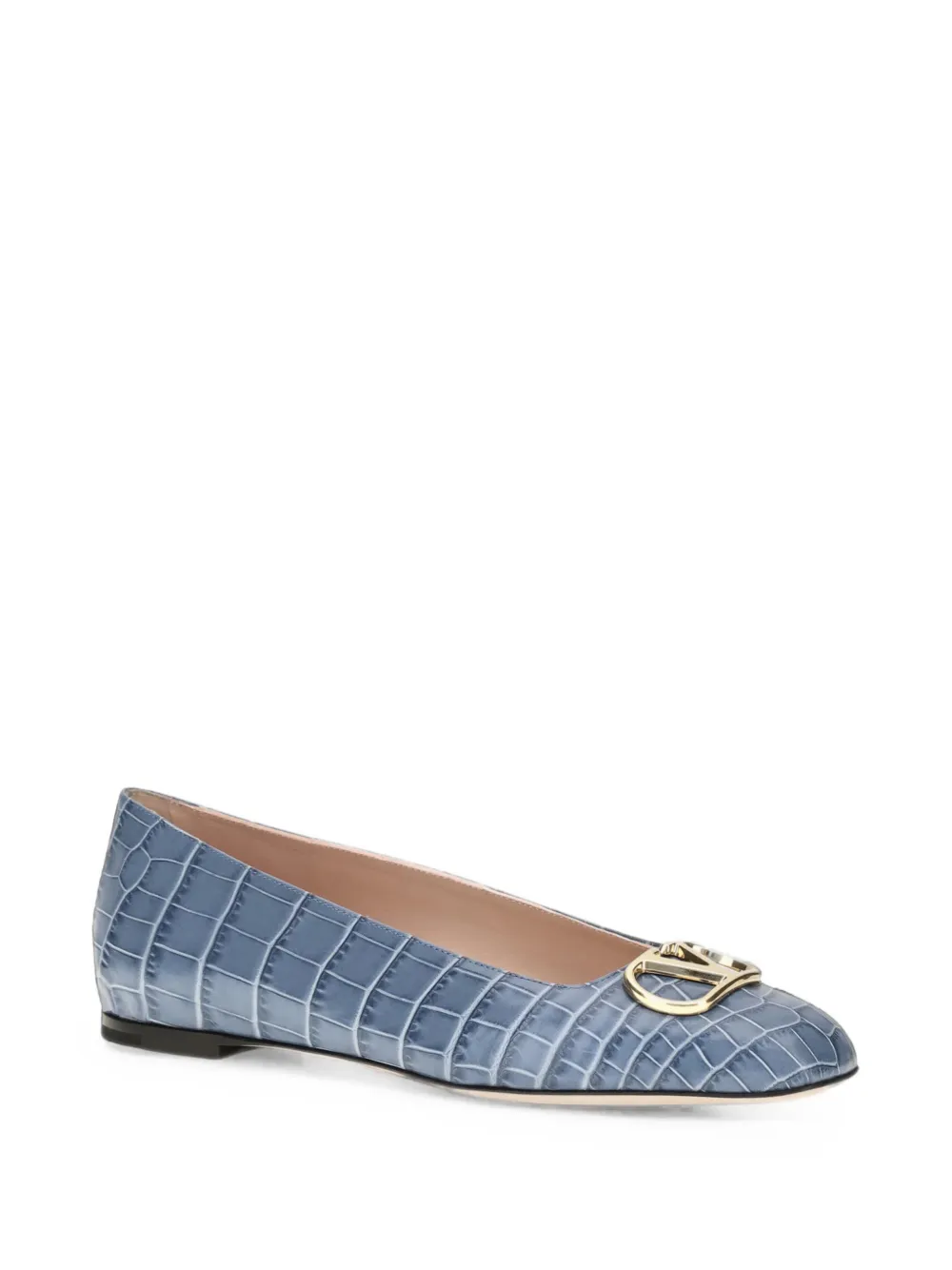 Valentino Garavani VLogo Signature croc-effect ballet flats - Blu