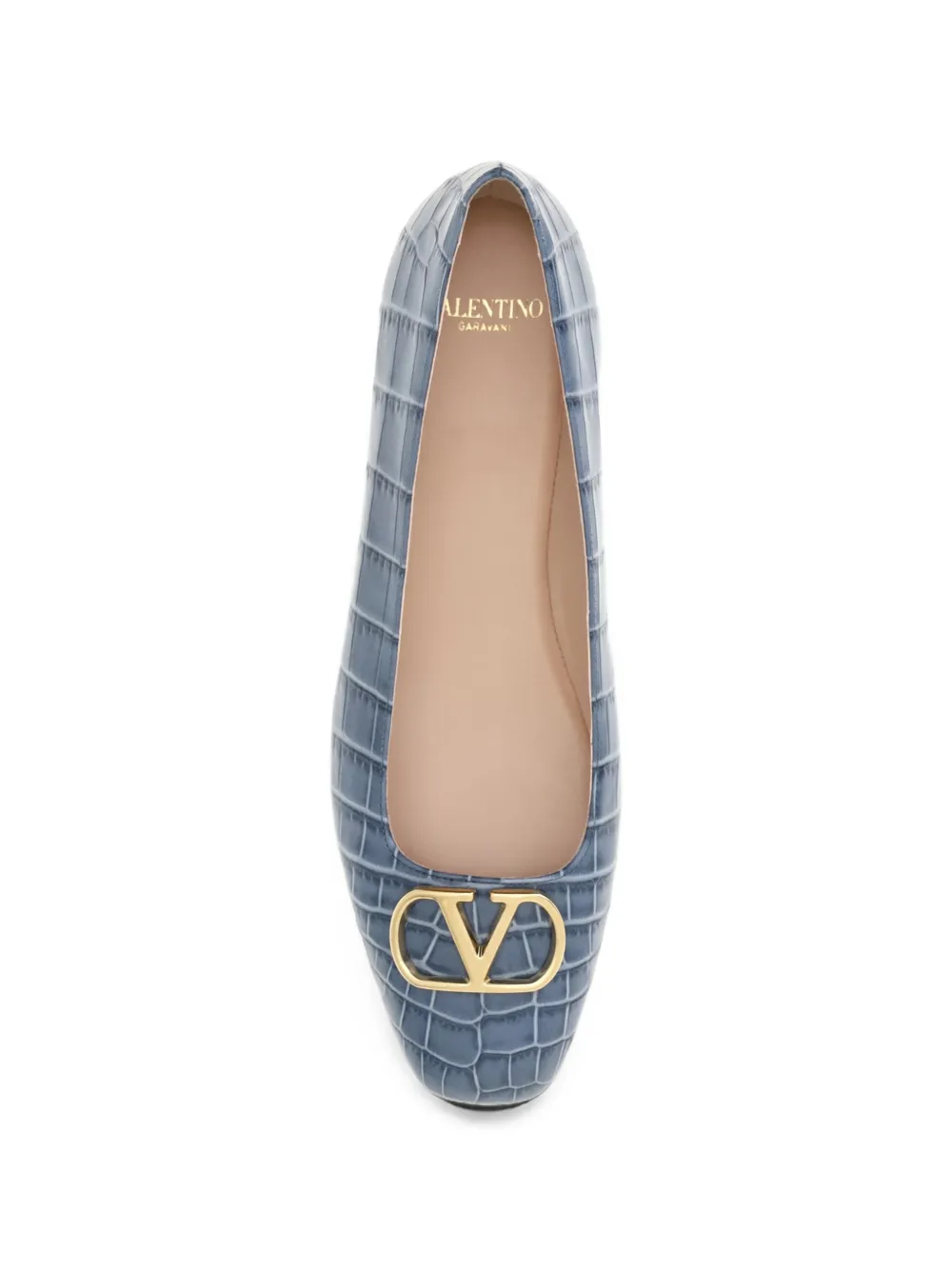 Valentino Garavani VLogo Signature croc-effect ballet flats Blauw