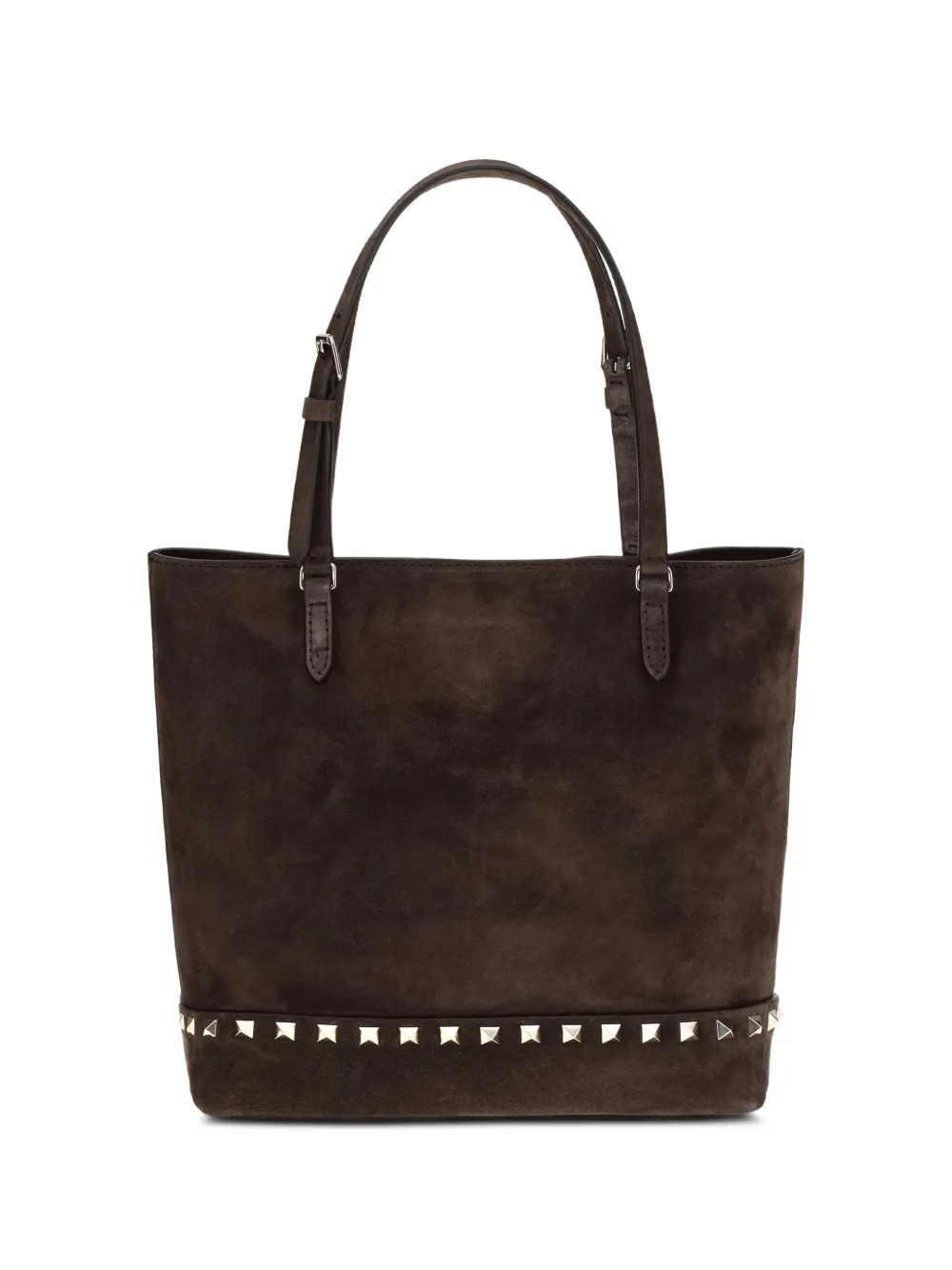 Valentino Garavani small Rockstud suede tote bag - Marrone