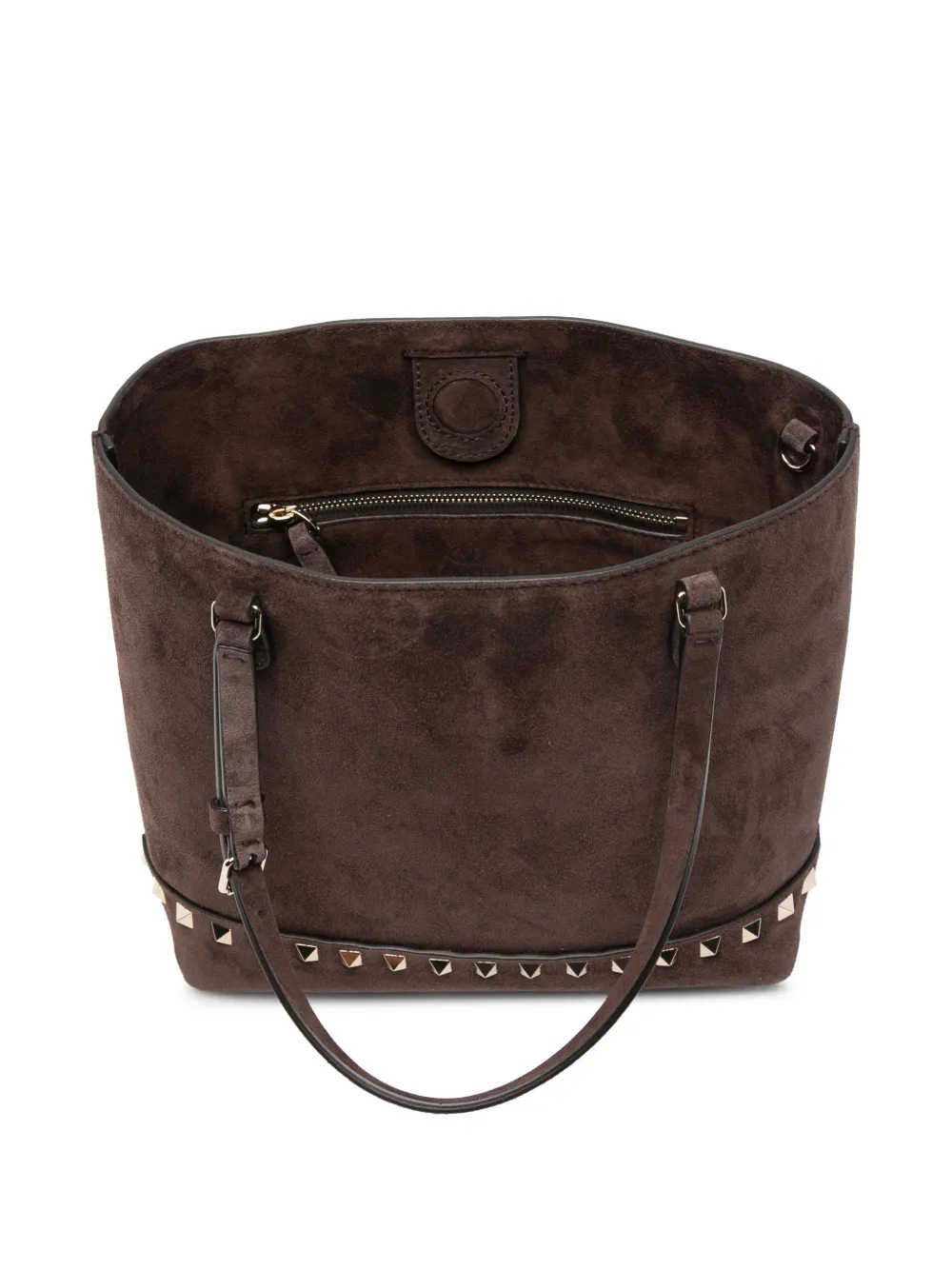 Valentino Garavani Kleine Rockstud suède shopper Bruin