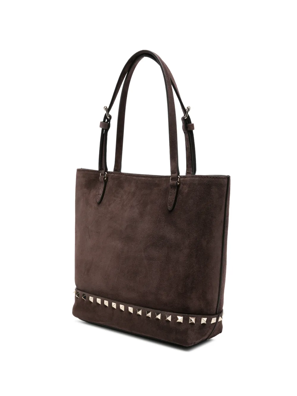 Valentino Garavani Kleine Rockstud suède shopper Bruin