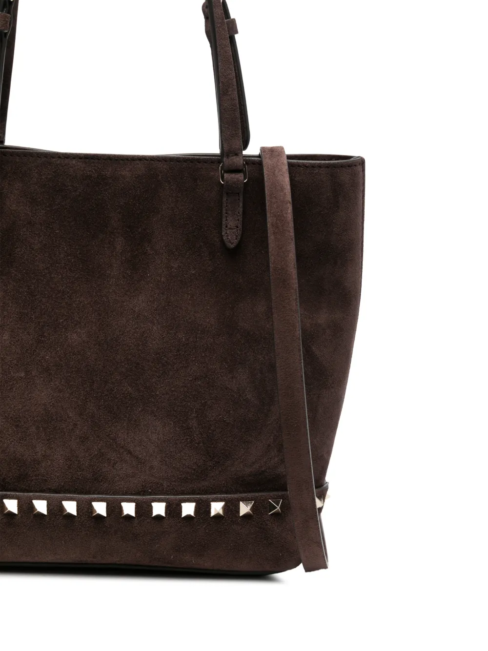 Valentino Garavani Kleine Rockstud suède shopper Bruin