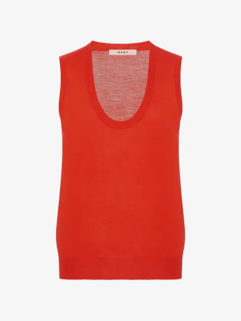 6397 scoop-neck fine-knit vest