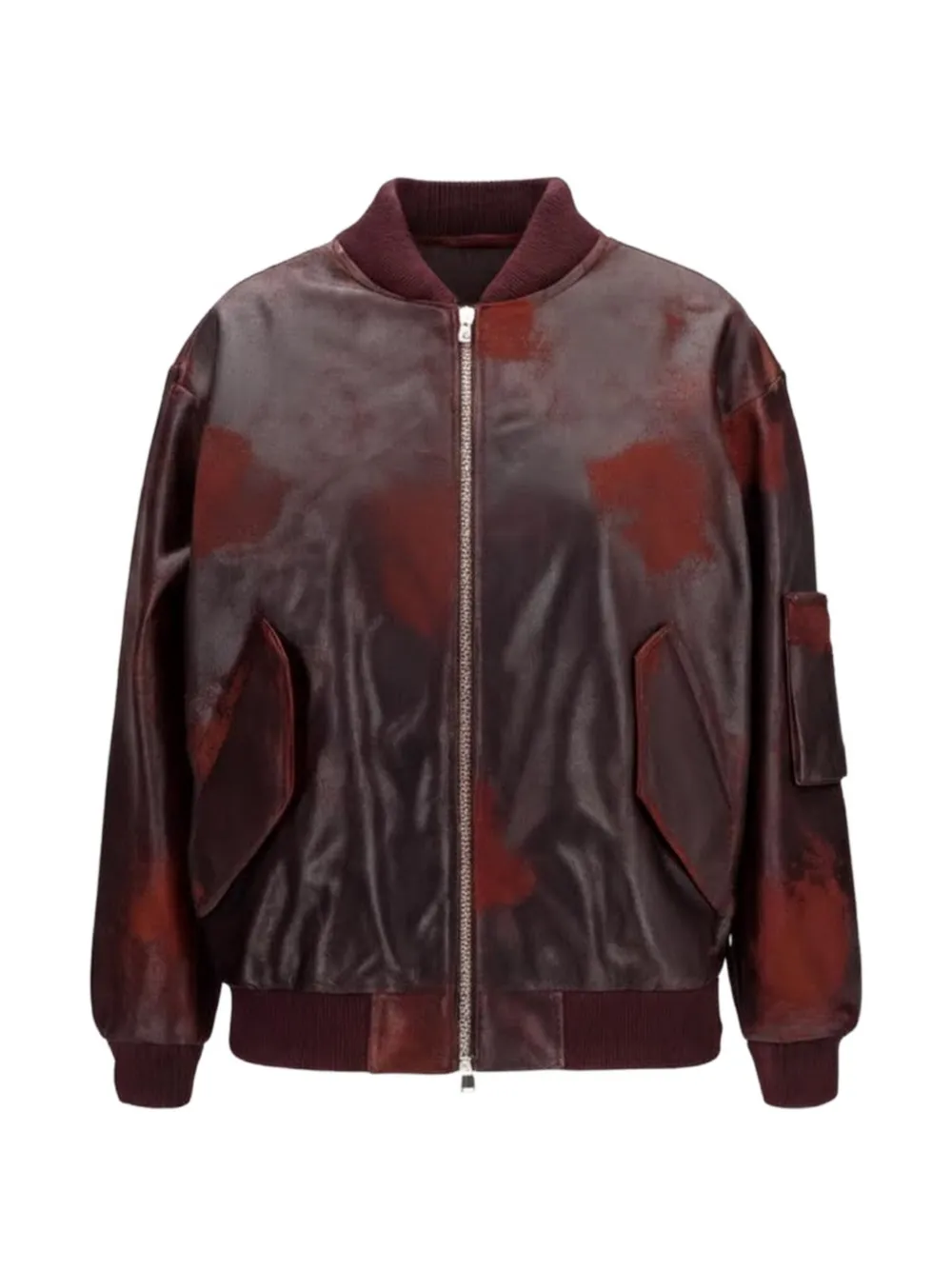 Valstar crinkled-effect leather bomber jacket - Braun