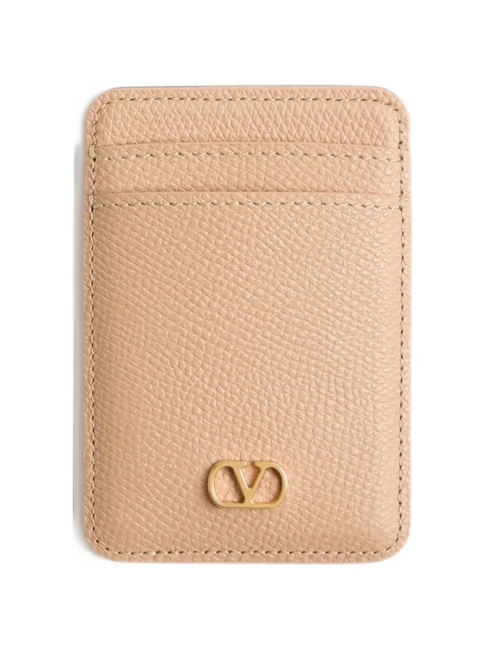 Valentino Garavani VLogo Signature magnetic card holder n grainy calfskin - Rosa