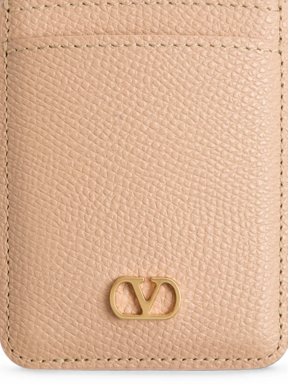 Valentino Garavani VLogo Signature magnetische pasjeshouder van korrelig kalfsleer Roze