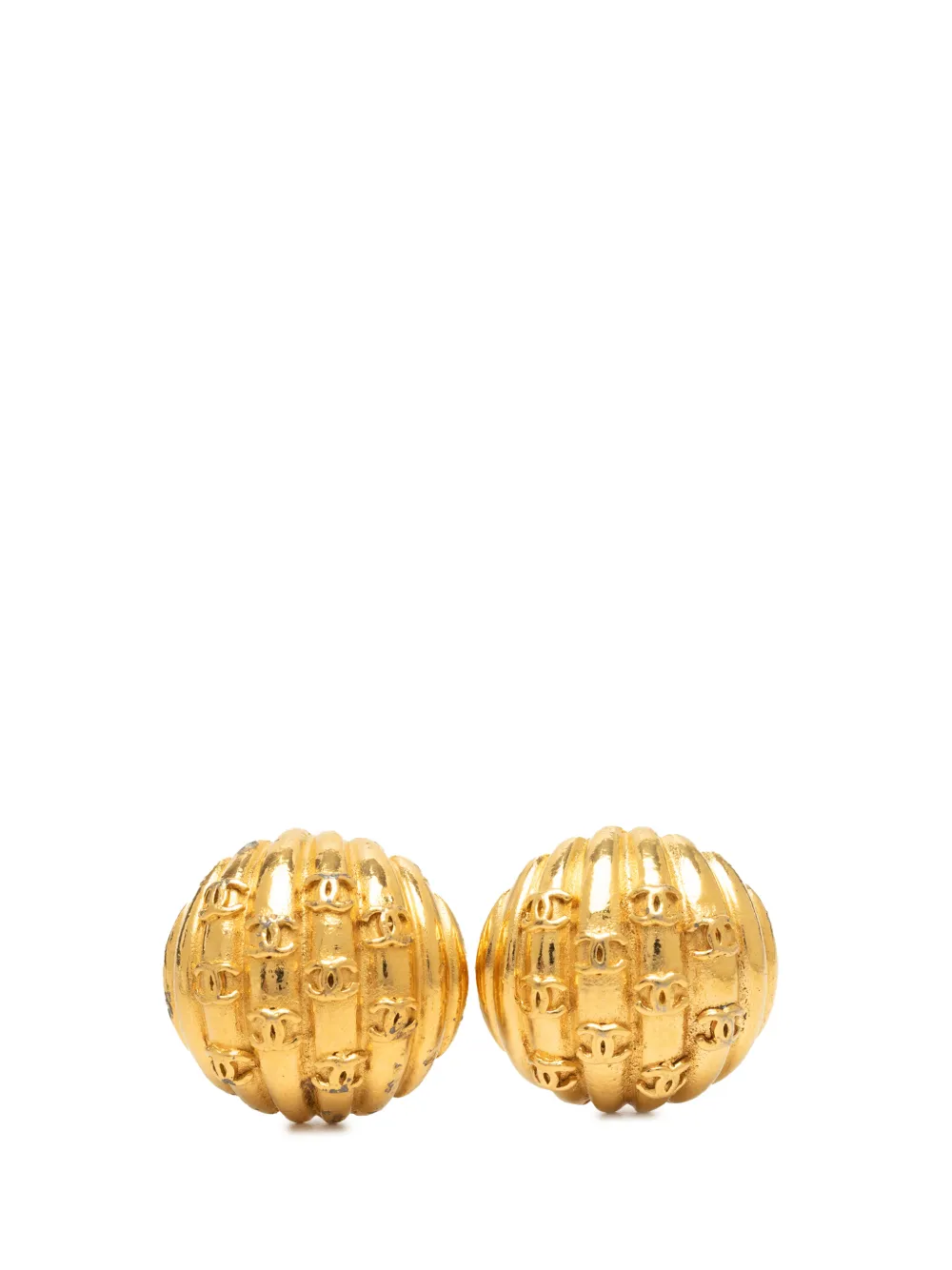 CHANEL Pre-Owned 1980-1990 CC Gold Plated Shell Clip On Earrings costume earrings - Oro