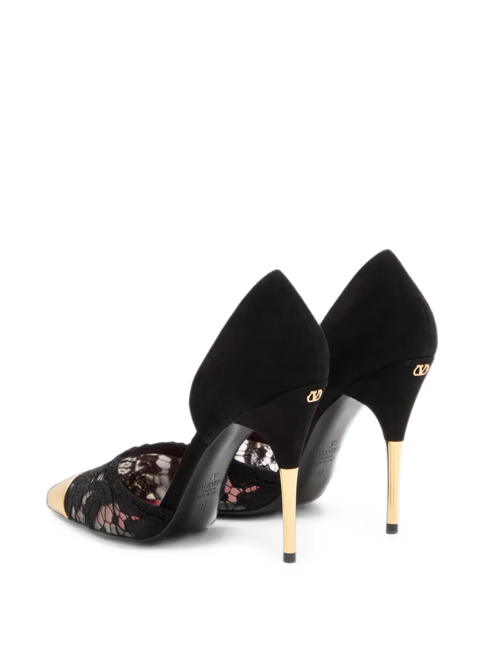 Valentino Garavani Sinead suede and lace pumps 105mm Zwart