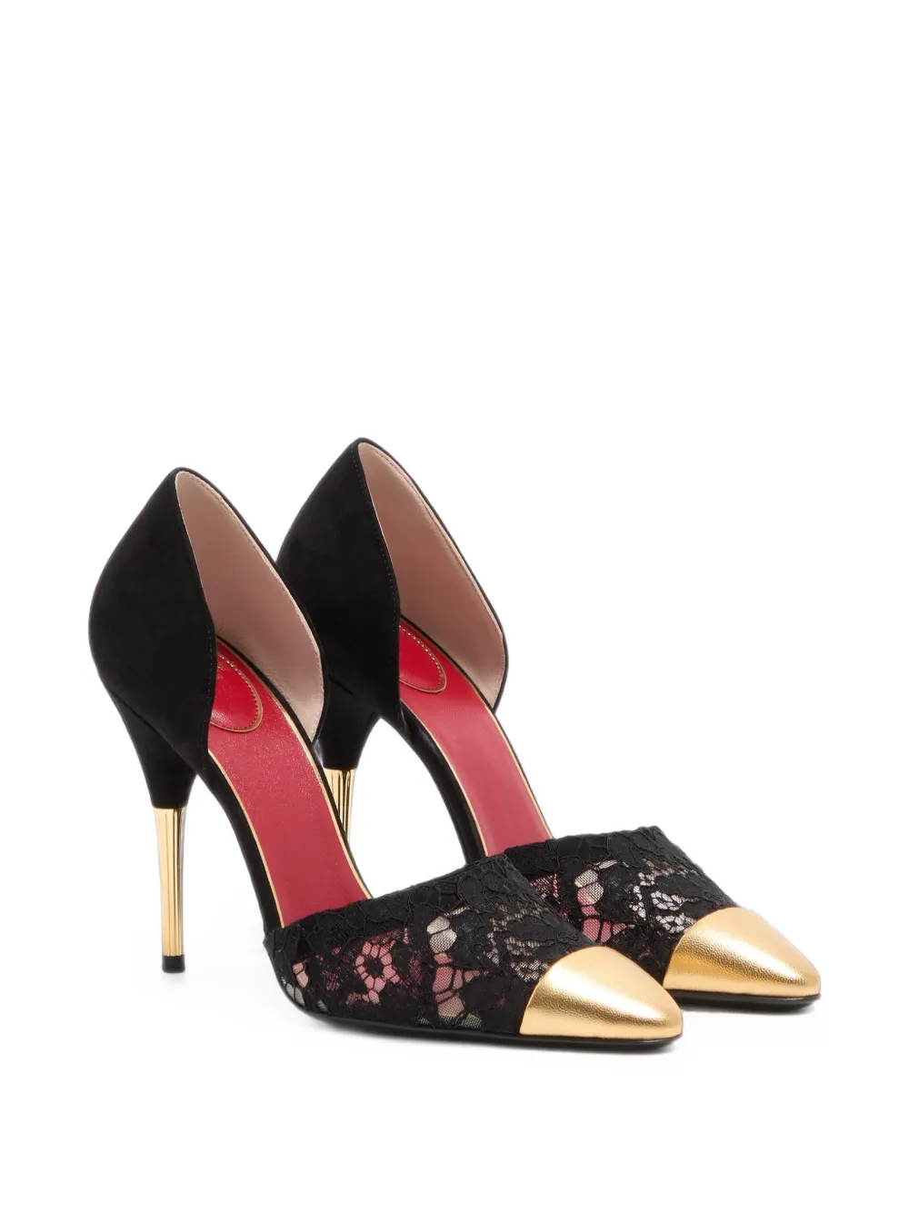 Valentino Garavani Sinead suede and lace pumps 105mm Zwart
