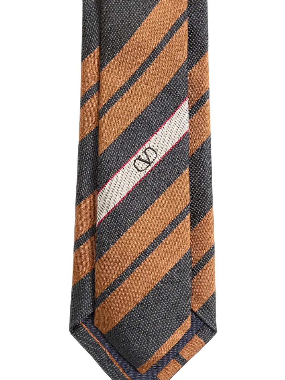 Valentino Garavani jacquard regimental silk tie Grijs