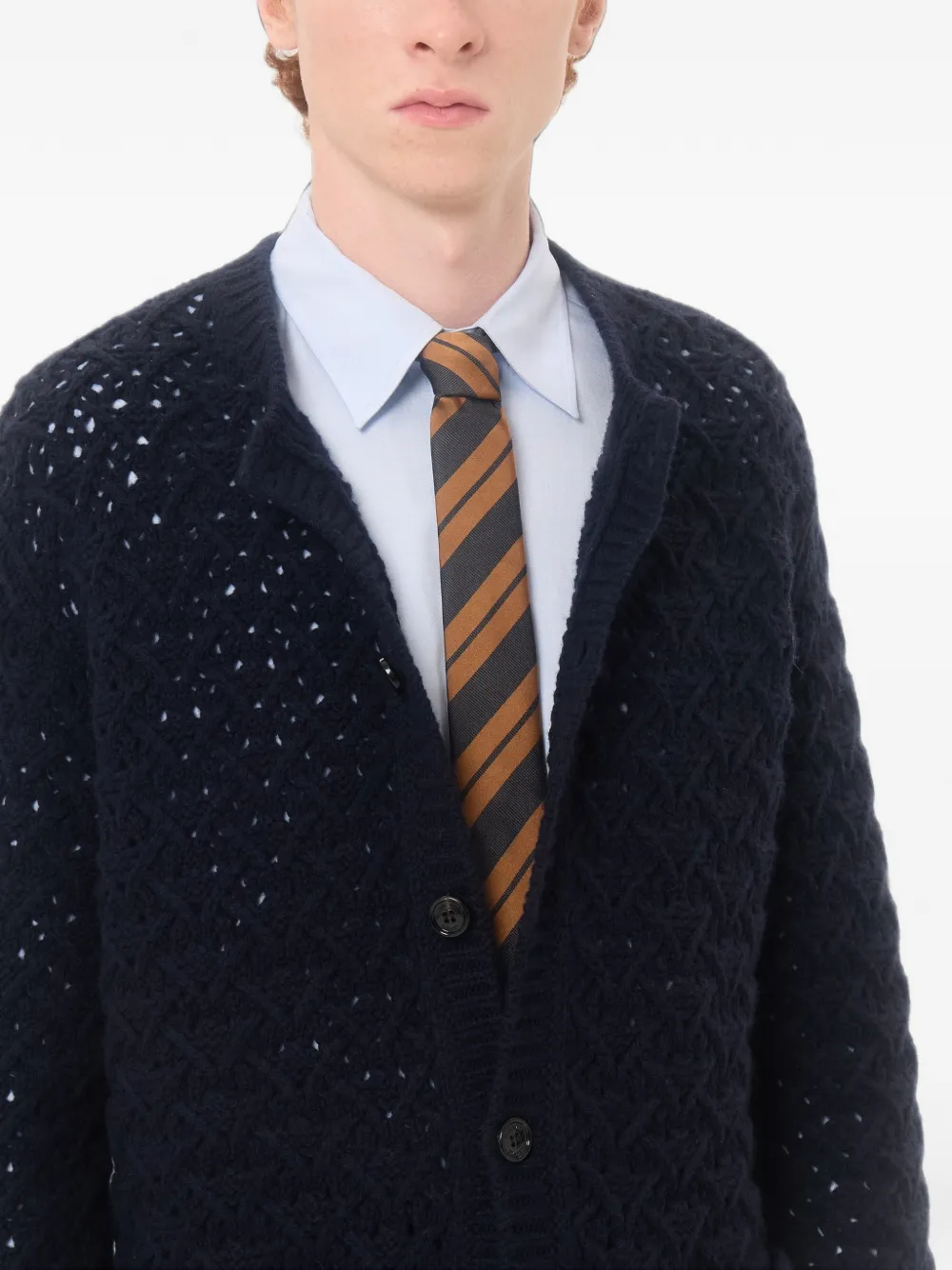 Valentino Garavani jacquard regimental silk tie Grijs