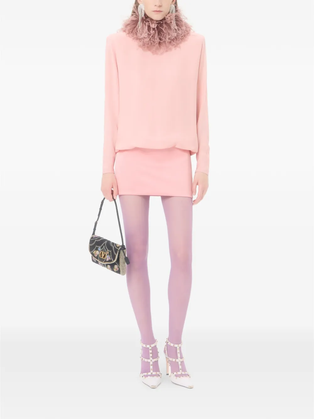 Valentino Garavani Jurk met veren afwerking Roze