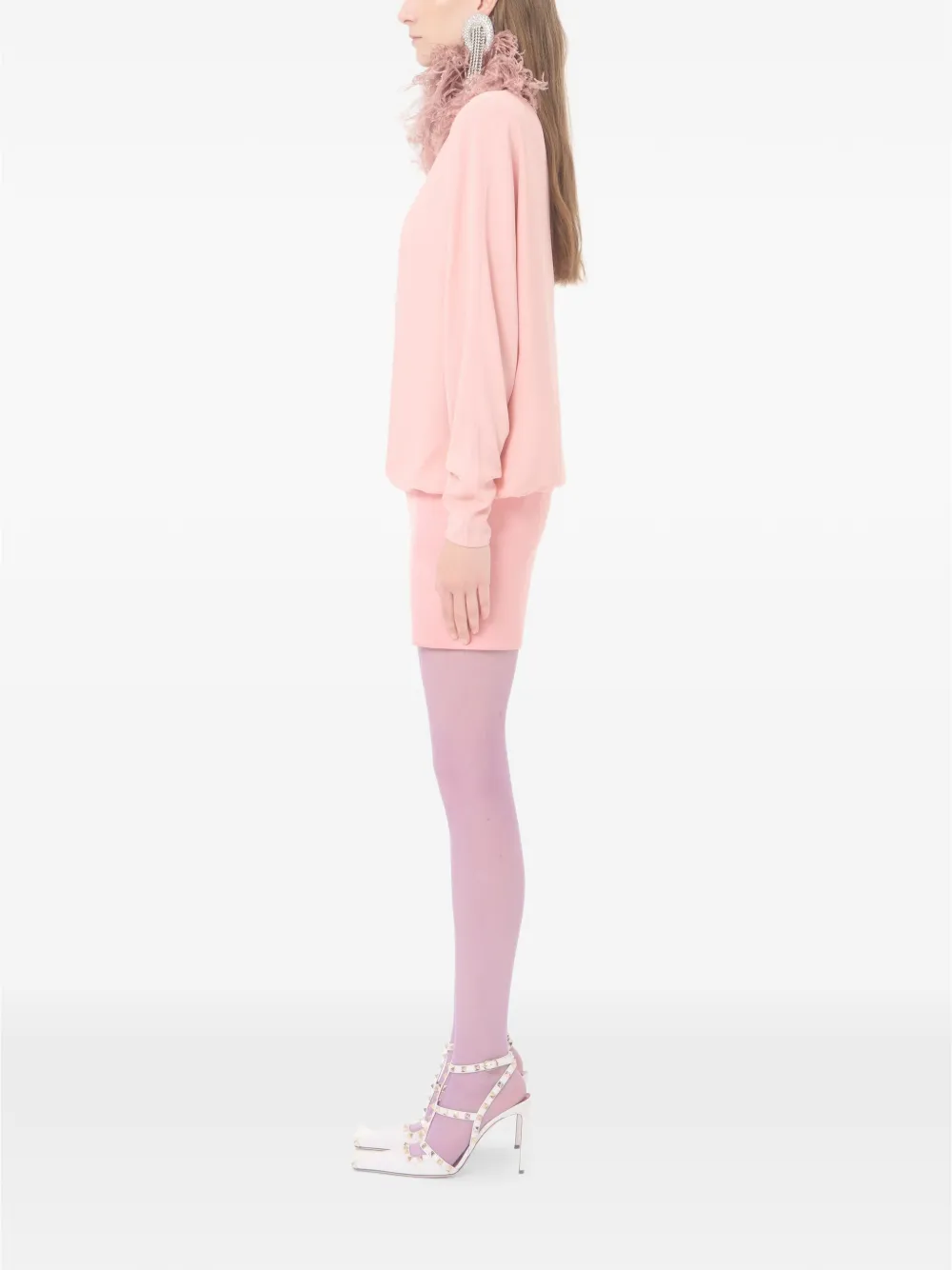Valentino Garavani Jurk met veren afwerking Roze