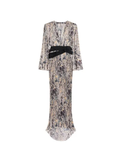 Valentino Garavani long dress in Pekin Lurex Urbs Mosaïque with pleats