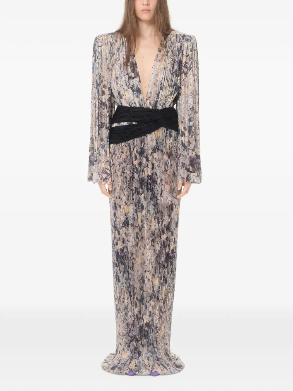 Valentino Garavani Urbs Mosaïque geplooide maxi-jurk Grijs