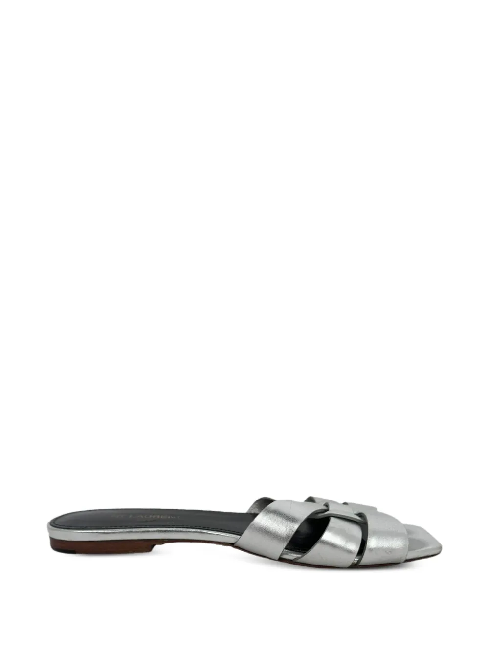 Saint Laurent Pre-Owned Tribute woven slides - Argento