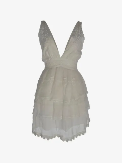 LoveShackFancy vestido de encaje a capas