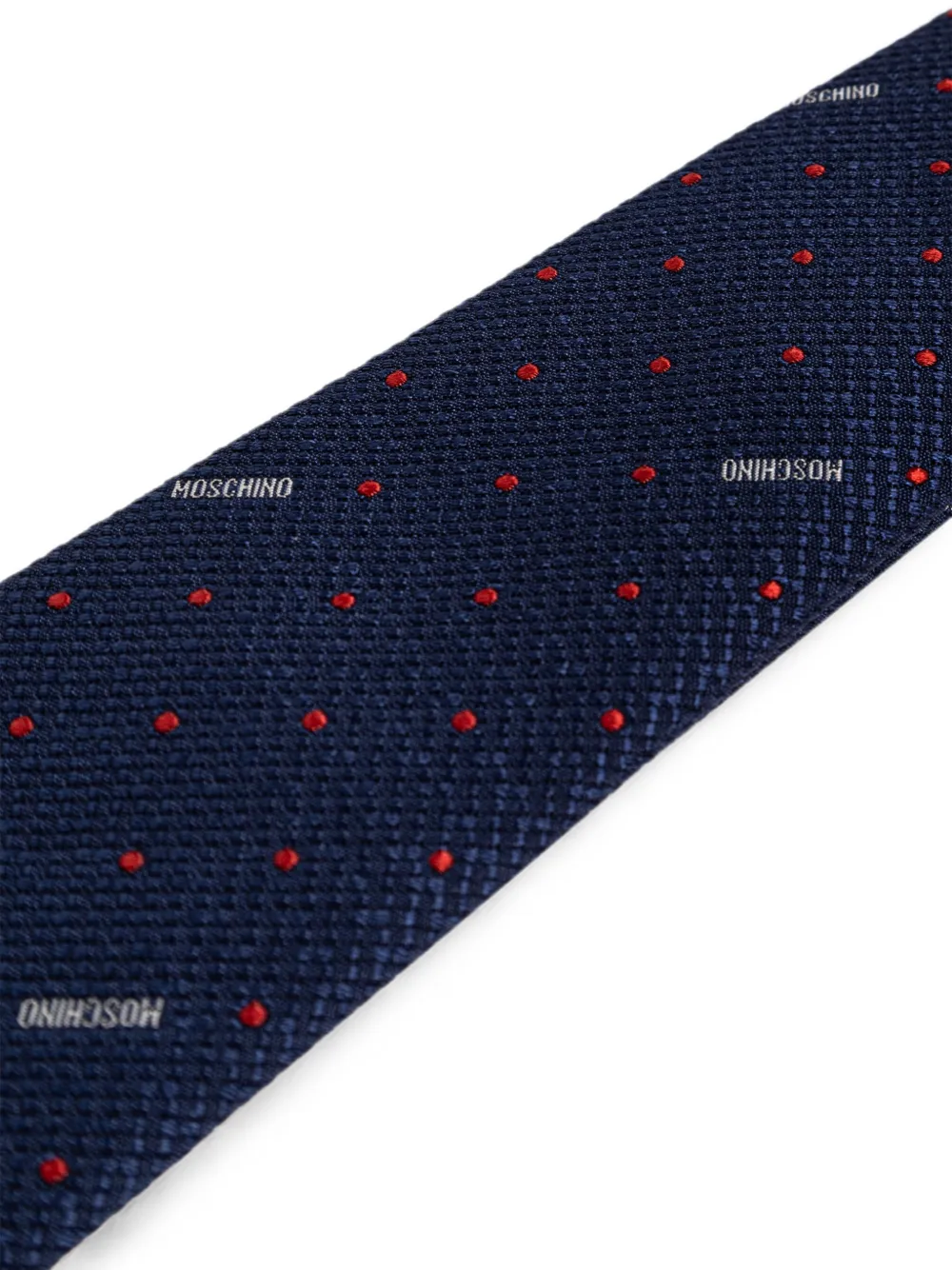 Moschino Stropdas met stippen en geborduurd logo Blauw