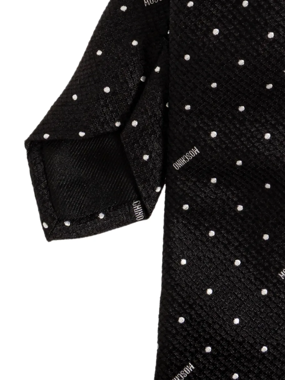 Moschino Stropdas met stippen en geborduurd logo Zwart