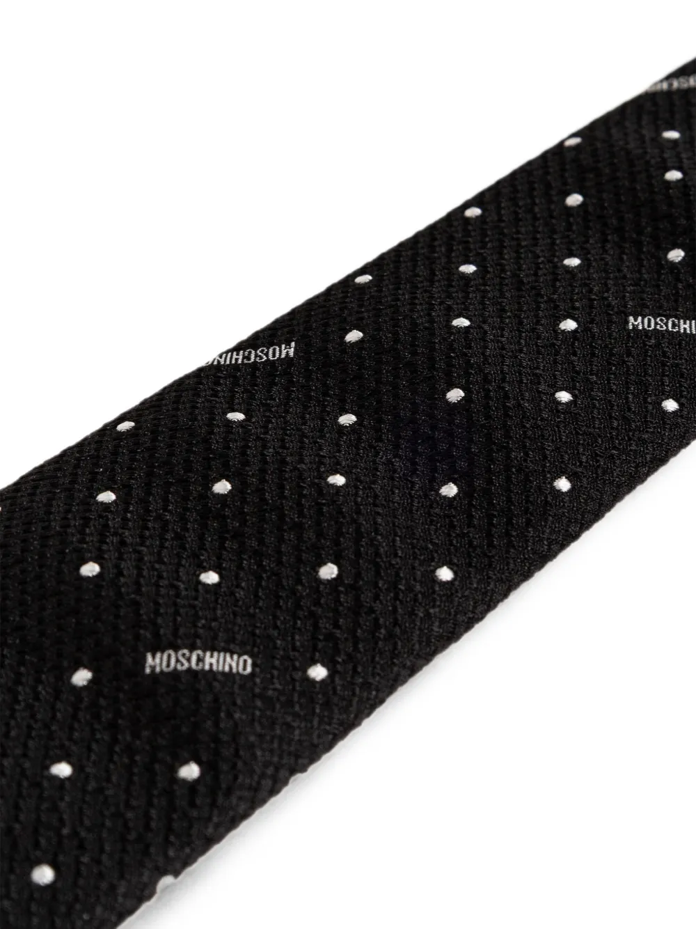 Moschino Stropdas met stippen en geborduurd logo Zwart