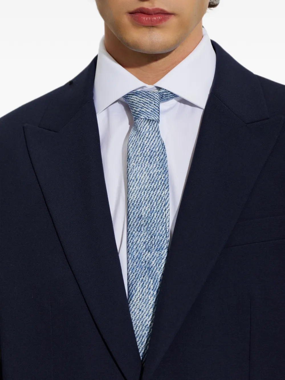 Moschino Zijden stropdas met denim print Blauw