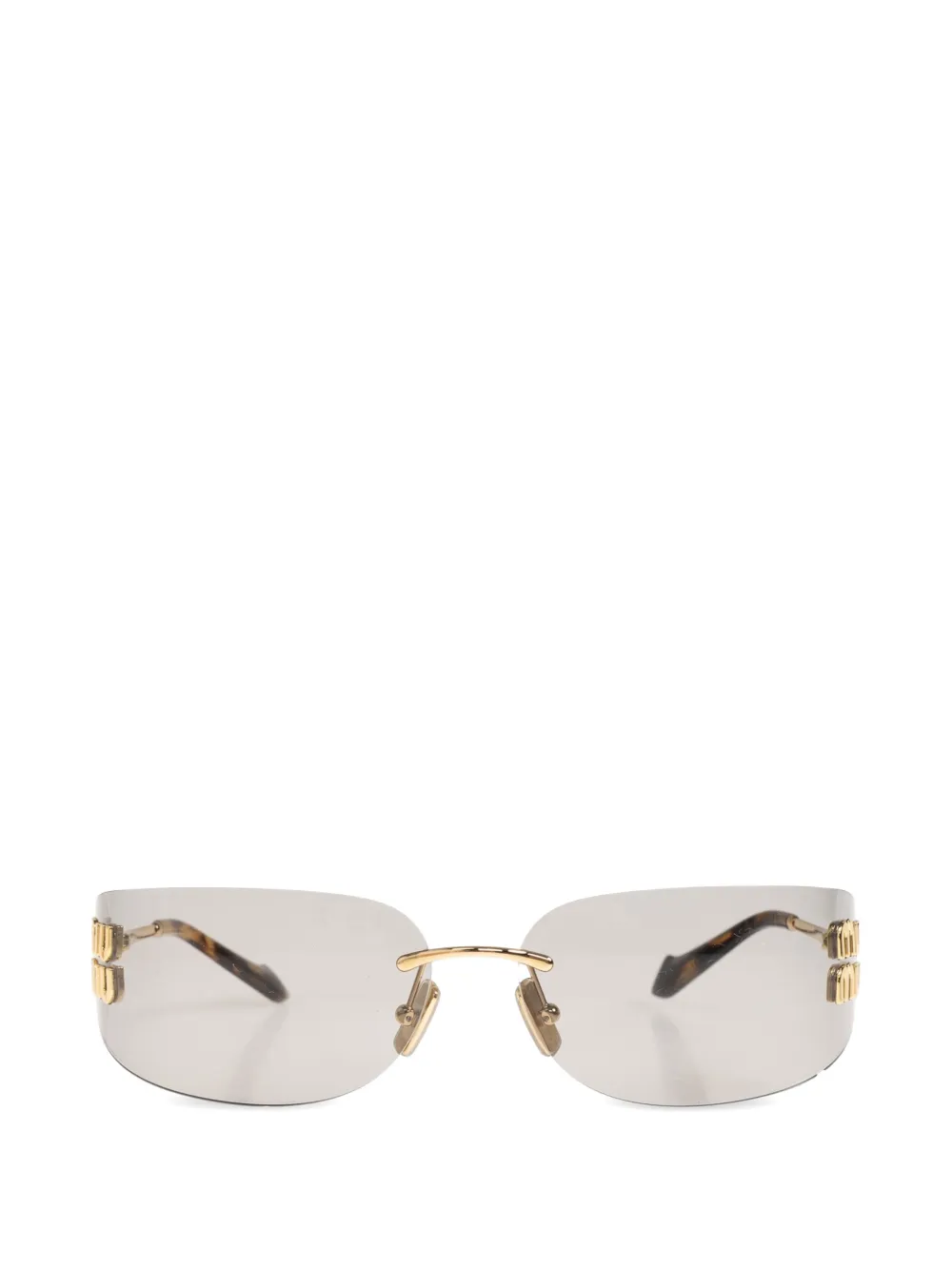Miu Miu Eyewear Eckige Sonnenbrille mit Logo-Schild - Gold