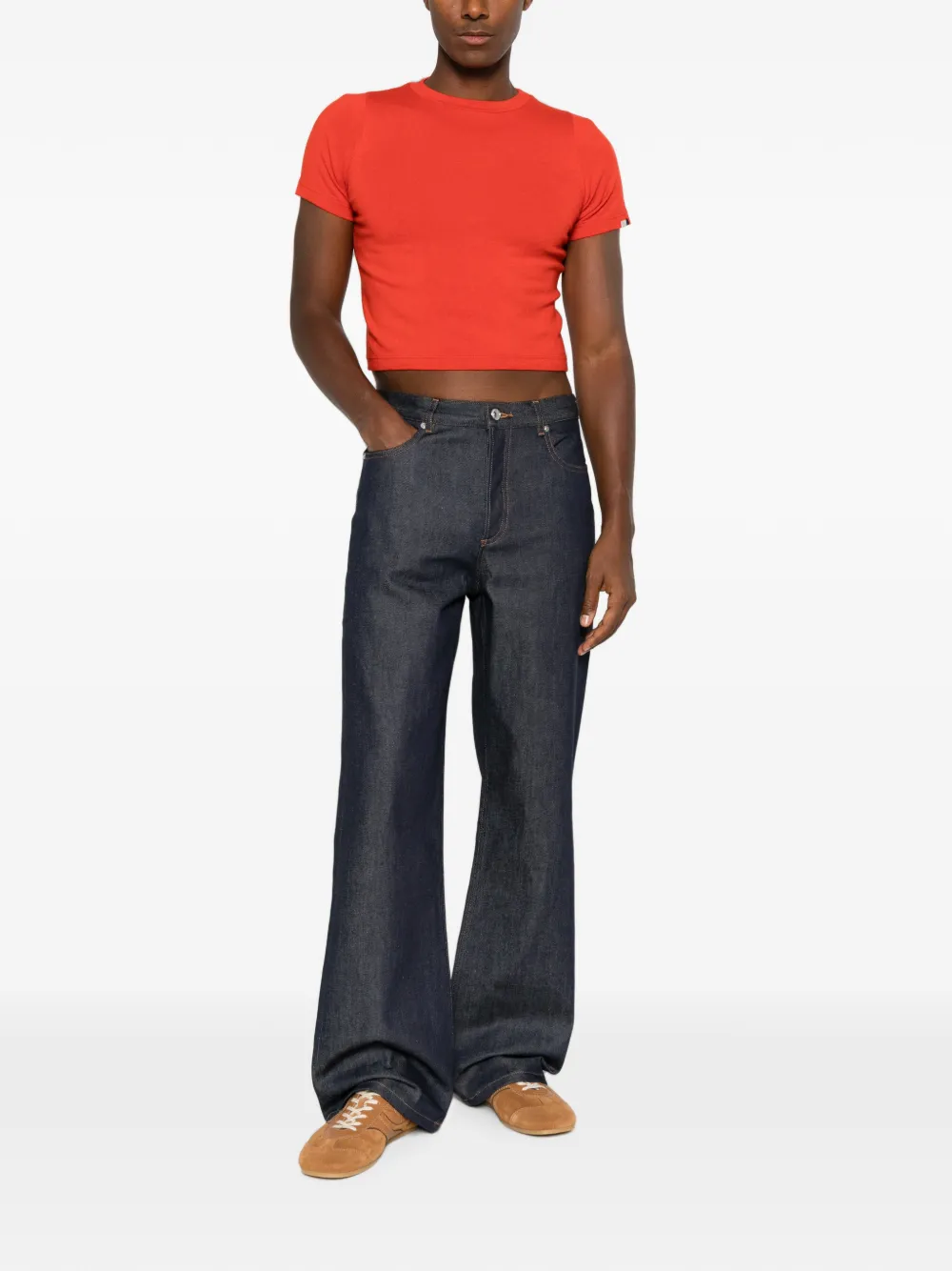 extreme cashmere Tina cropped T-shirt Rood