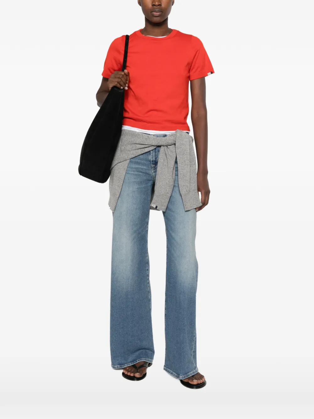 extreme cashmere Tina cropped T-shirt Rood