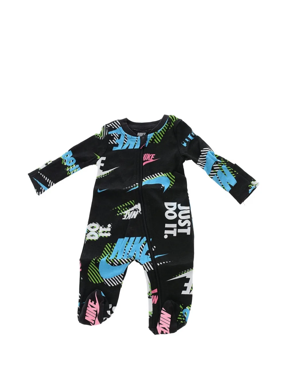 Nike Kids logo-print zip-up romper Zwart