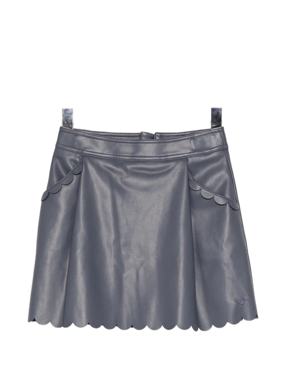 Emporio Armani Kids scalloped-edge faux-leather skirt - Grigio