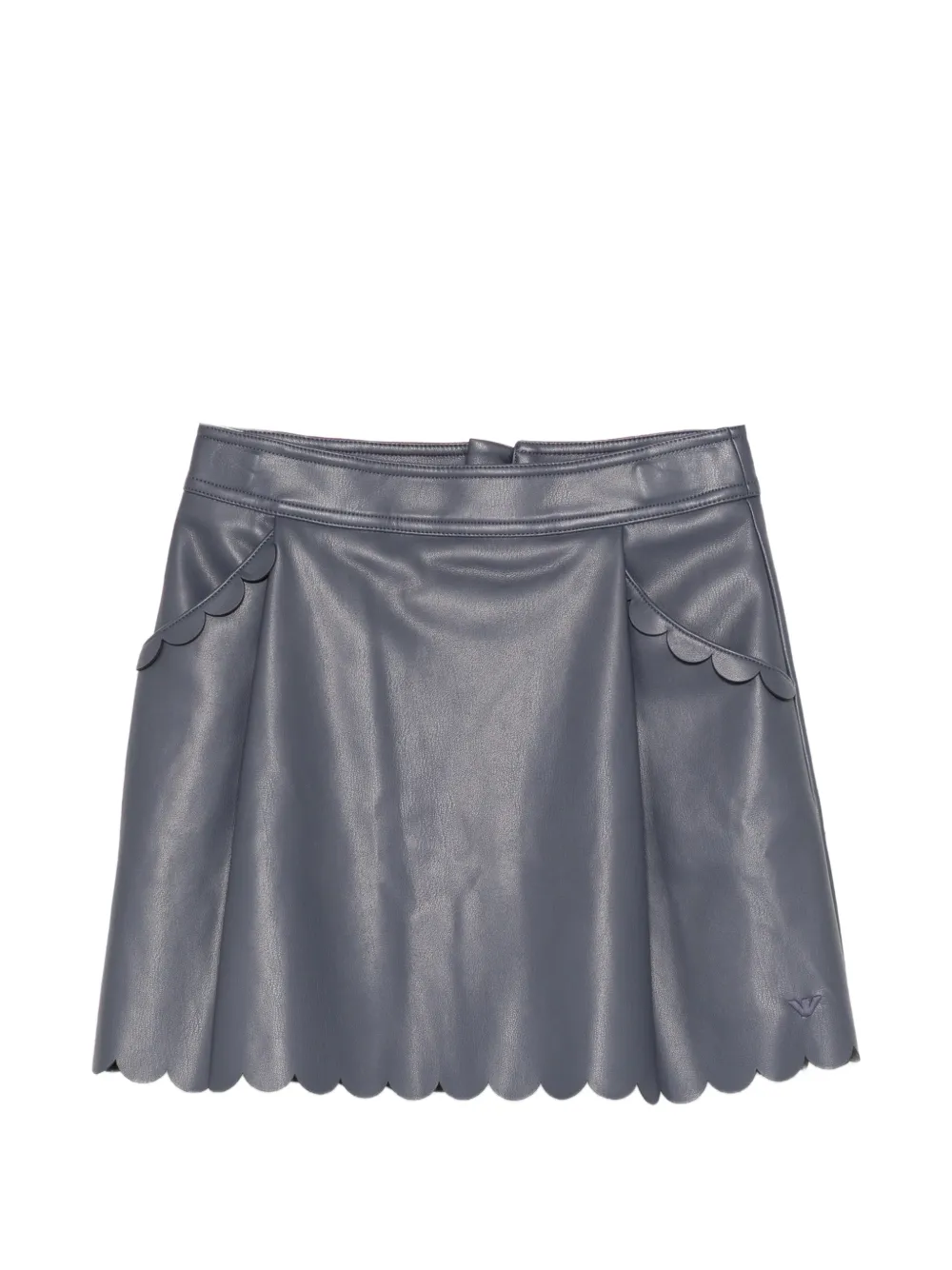 Emporio Armani Kids scalloped-edge faux-leather skirt - Grigio