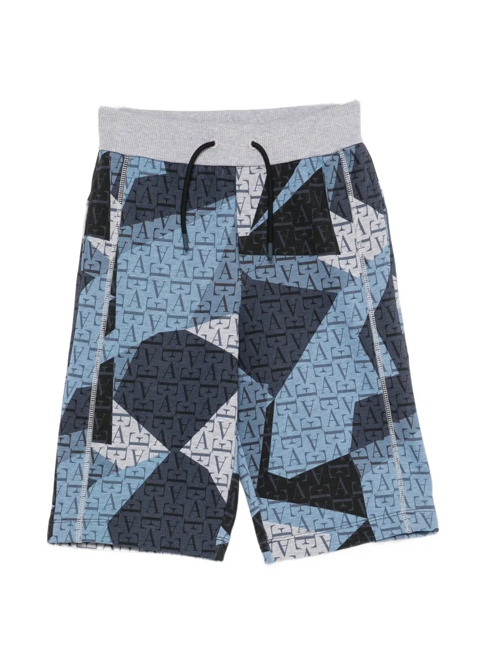 Emporio Armani Kids blue fancy-print drawstring shorts