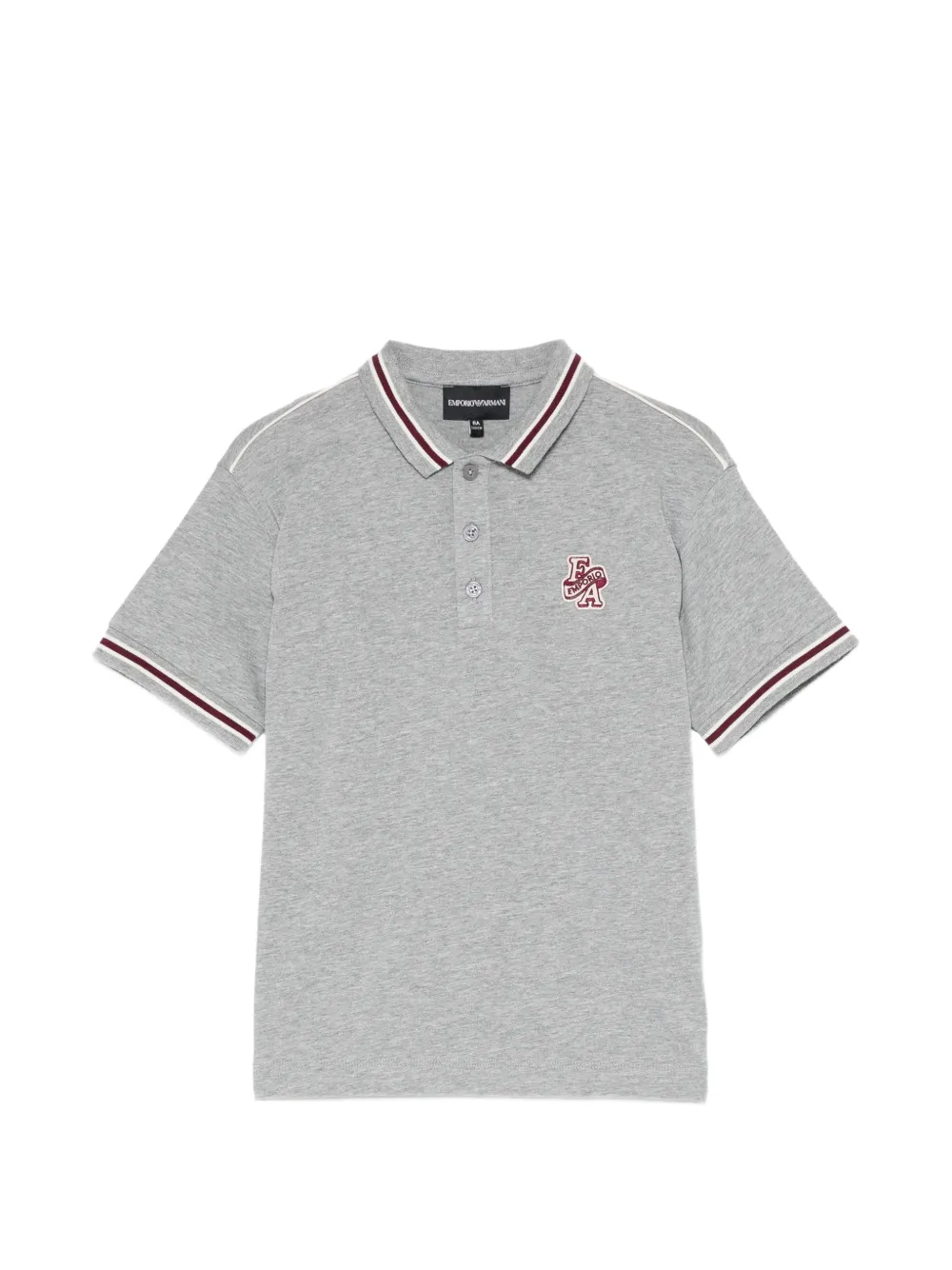 Emporio Armani Kids logo-patch striped-trim polo shirt - Grigio