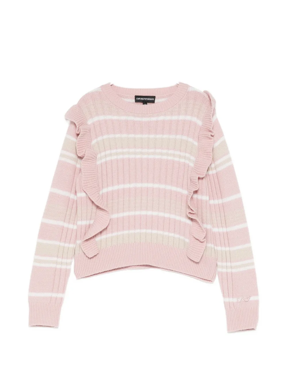 Emporio Armani Kids ruffled round-neck sweater - Rosa