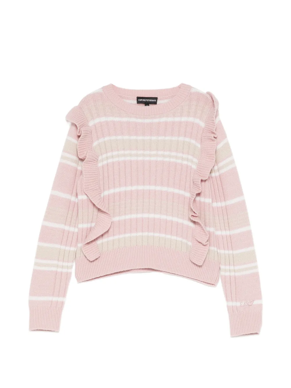 Emporio Armani Kids ruffled round-neck sweater - Rosa