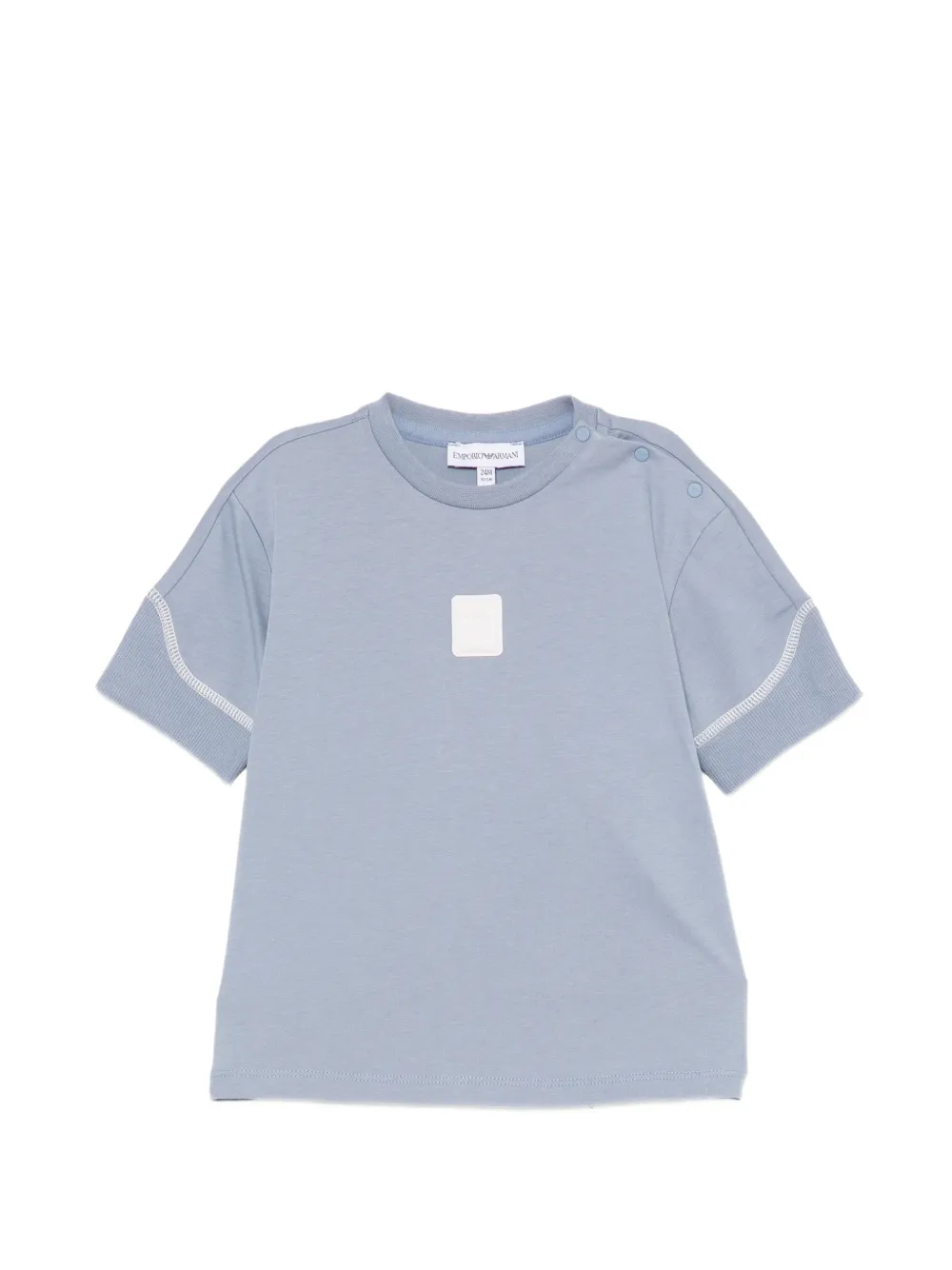 Emporio Armani Kids logo-patch contrast-stitch T-shirt - Blu