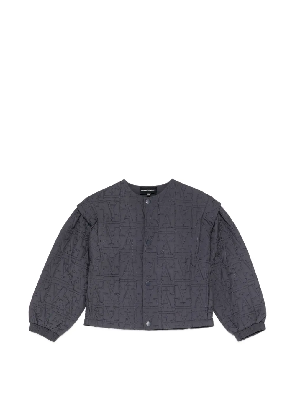 Emporio Armani Kids logo-quilted collarless jacket - Grigio