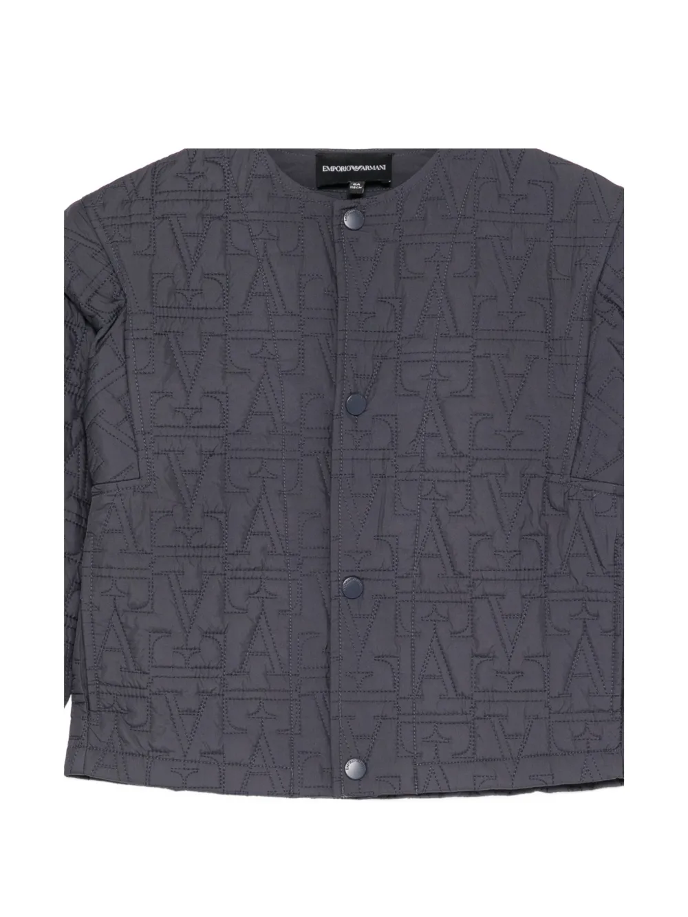 Emporio Armani Kids Kraagloos jack met gewatteerd logo-patroon Grijs